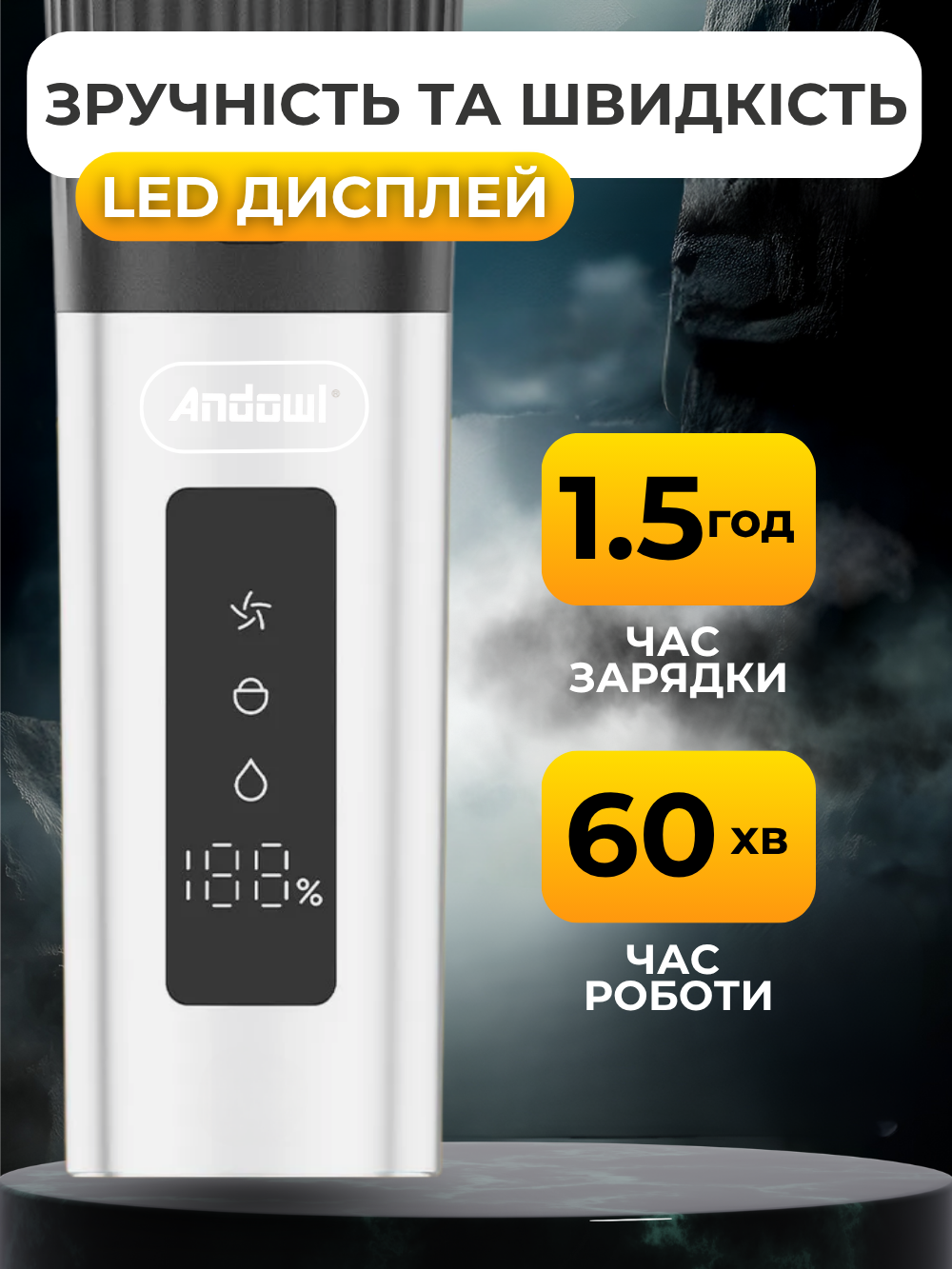 Тример для обличчя/носа/вух Andowl Q-SH801X1 з плаваючими лезами 3в1 Black (Q-SH801) - фото 6 Тример для обличчя/носа/вух Andowl Q-SH801X1 з плаваючими лезами 3в1 Black (Q-SH801) - фото 6