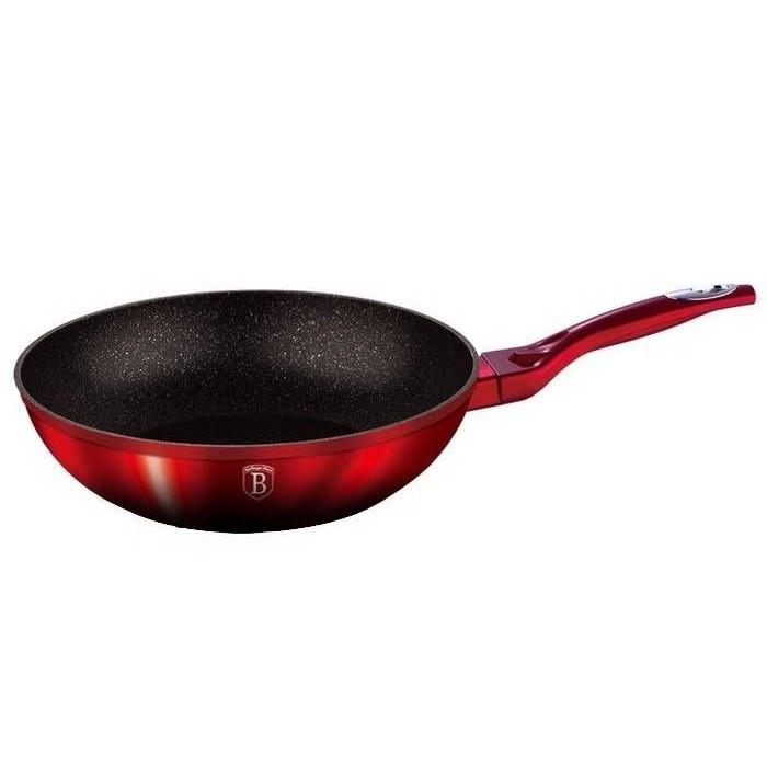 Сковорода без крышки с многослойным дном 28 см Black/Burgundy (1625N-BH)