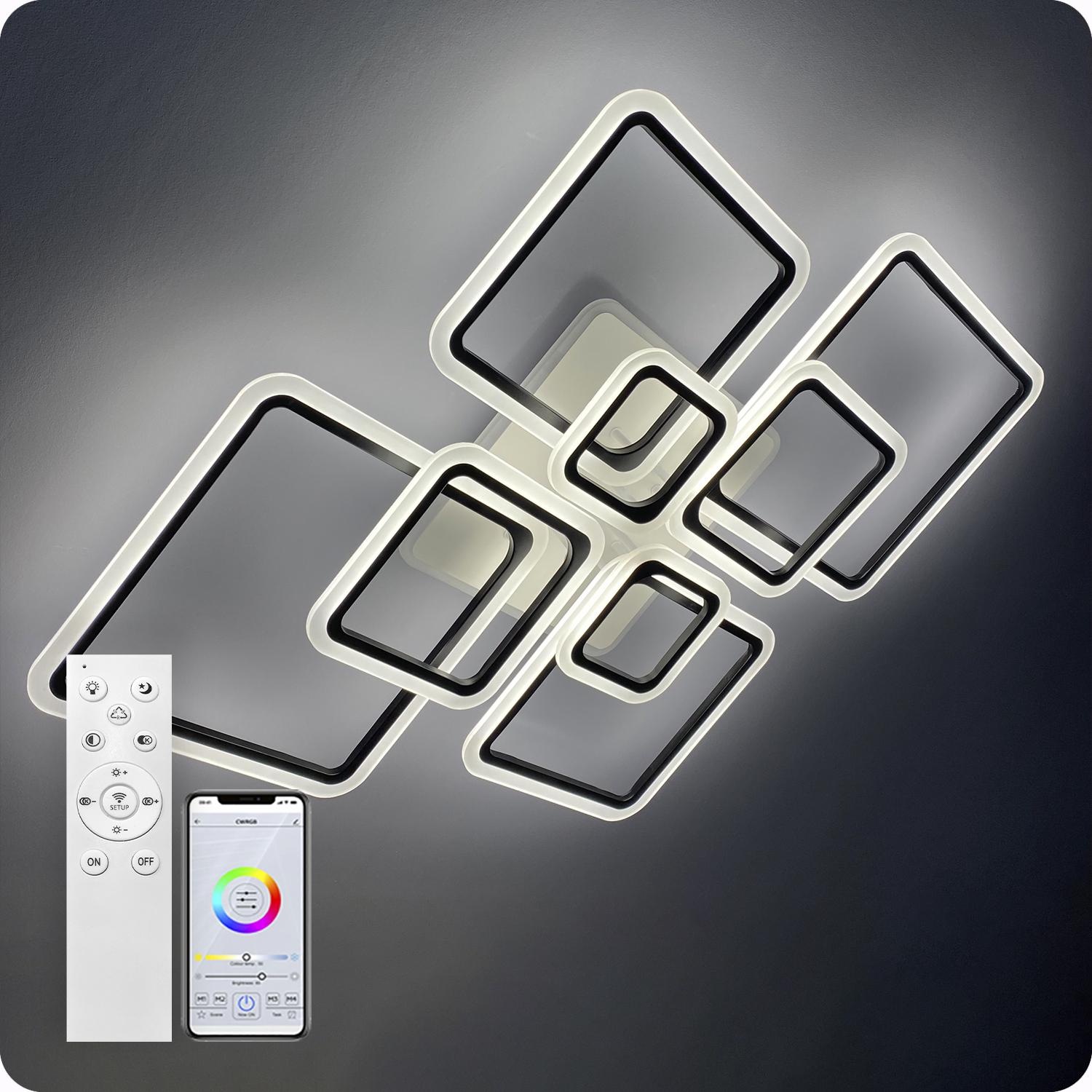 Люстра світлодіодна 517 Light 3color з пультом 224 Вт Чорний (01555) - фото 2 Люстра світлодіодна 517 Light 3color з пультом 224 Вт Чорний (01555) - фото 2