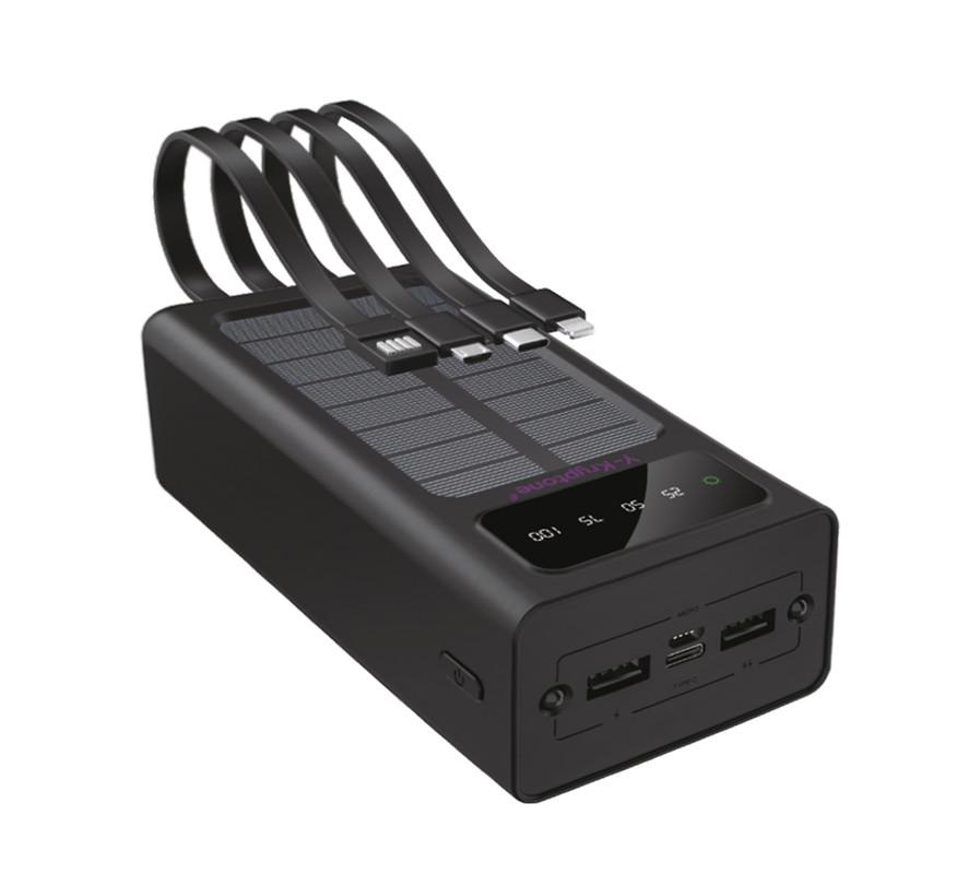 Повербанк Y-Kryptone S-03 SOLAR CHARGE LED Light 30000 mAh CABLE in Black (YK-S03SLC-B)