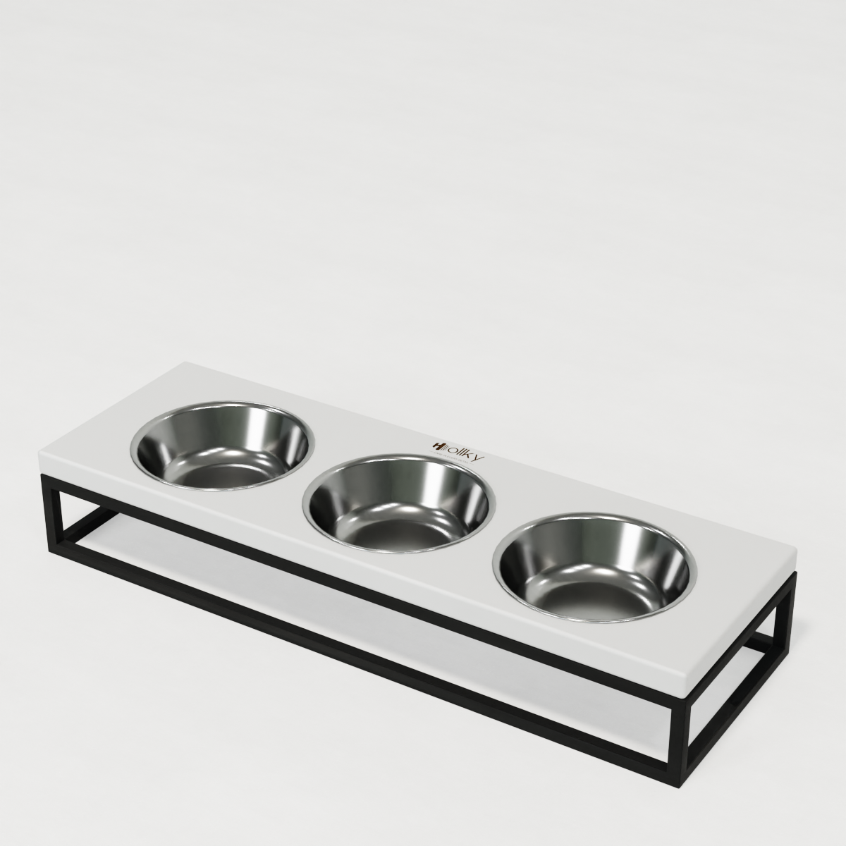 Миски на подставке для котов и маленьких собак Hollky Base Bar 3х0,45 л (Bar-54187-BLWH) - фото 4