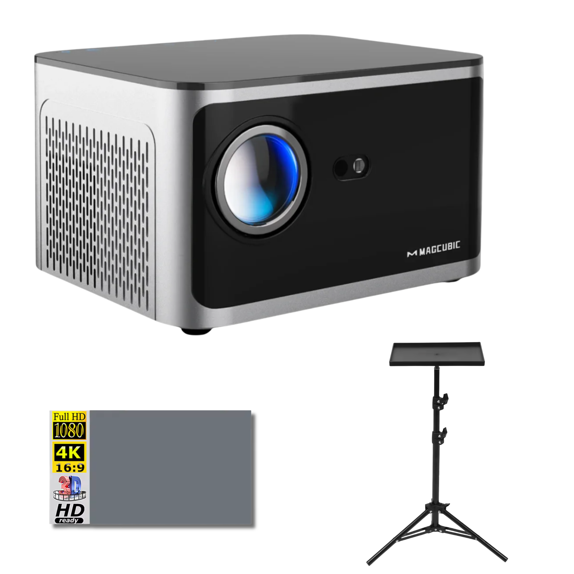 Проектор HY350 Pro 580ANSI Android 11 4K 1080P Wifi6 Allwinner H713 BT 5.0 экран 100" штатив 1,1 м (GS-277)