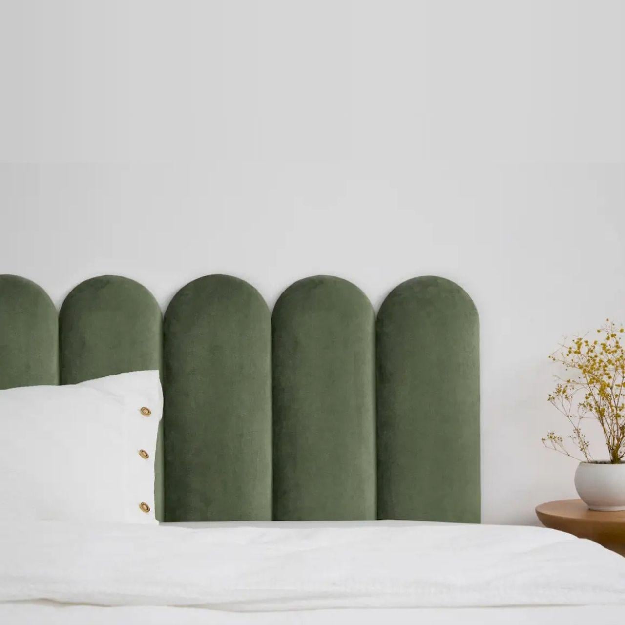 Настенная панель мягкая декоративная PARIS самоклеящаяся прямоугольная с закруглениями бархат 20x50x4 см Зеленый (97033pan)