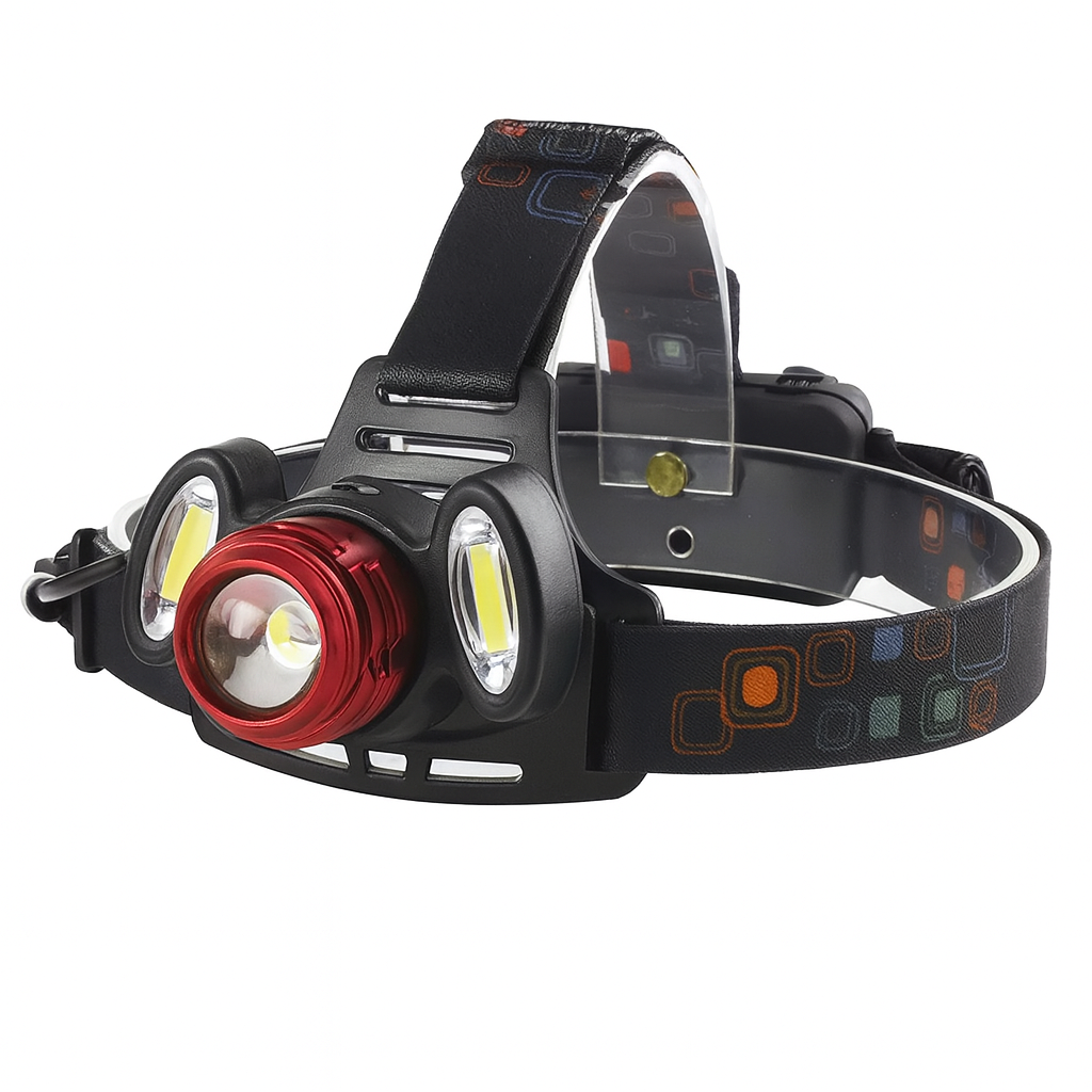 Фонарь налобный 2117T6 COB USB оптический зум Черный/Красный (30492071)