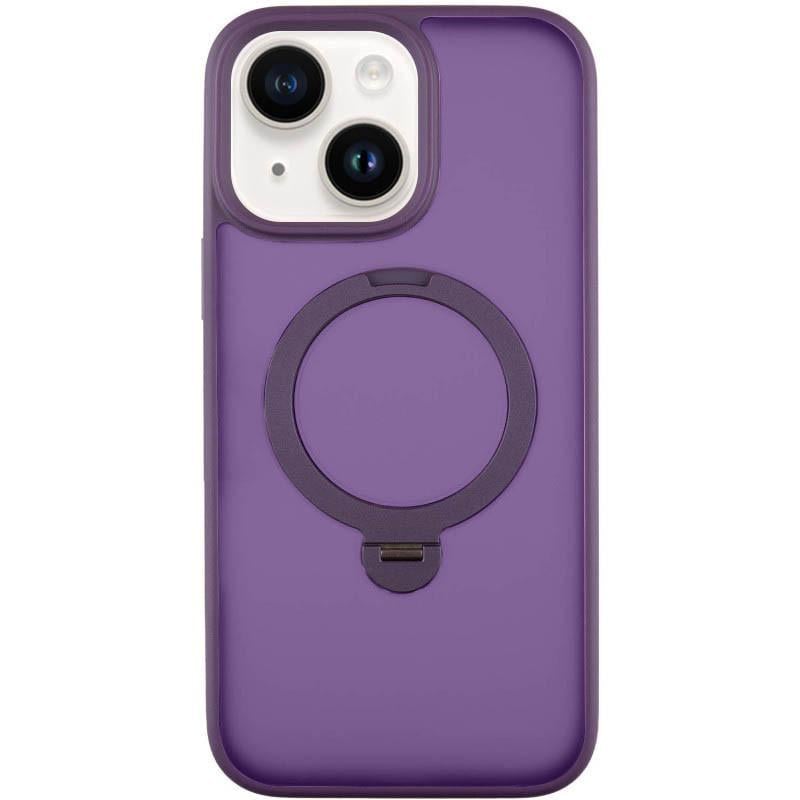 Протиударний чохол Metal Buttons with MagSafe Colorful HQ Ring для Apple iPhone 14/13 (6.1") Purple