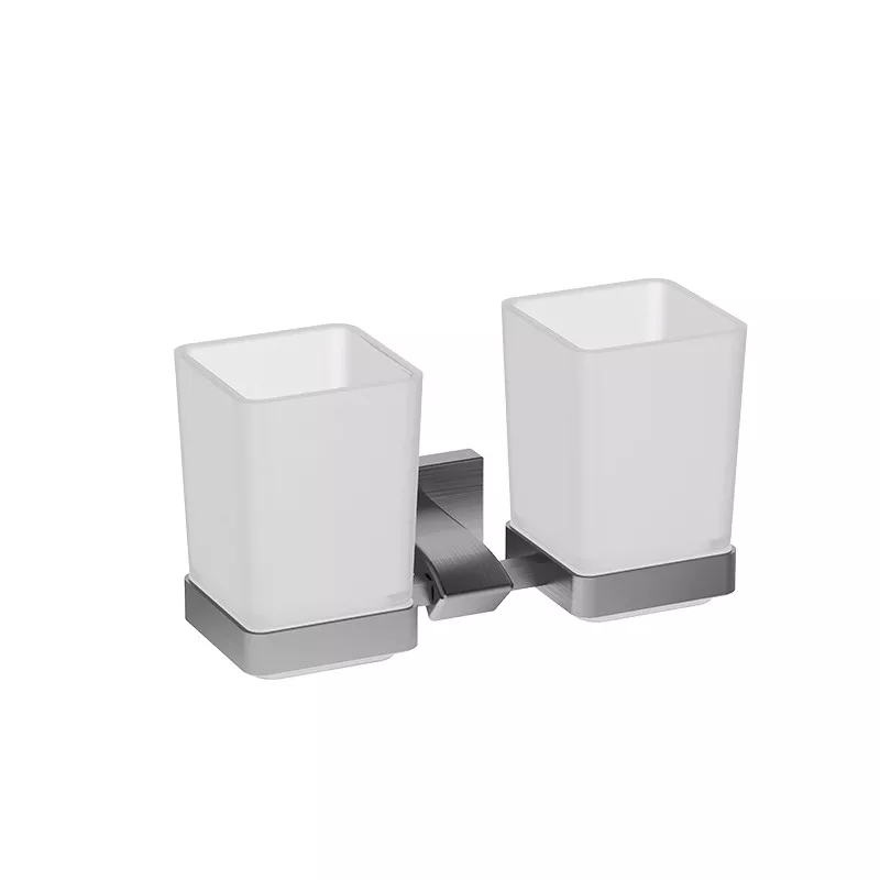 Стакан для щеток двойной Gappo G0708-9 оружейная сталь (SQ-1046457)