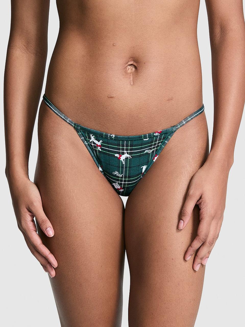Трусики женские Victoria's Secret PINK Cotton String Bikini XS Зеленый (329425480917)