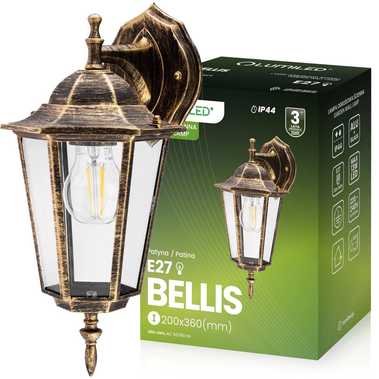 Светильник настенный Lumiled Bellis патина E27 IP44 (33977478)