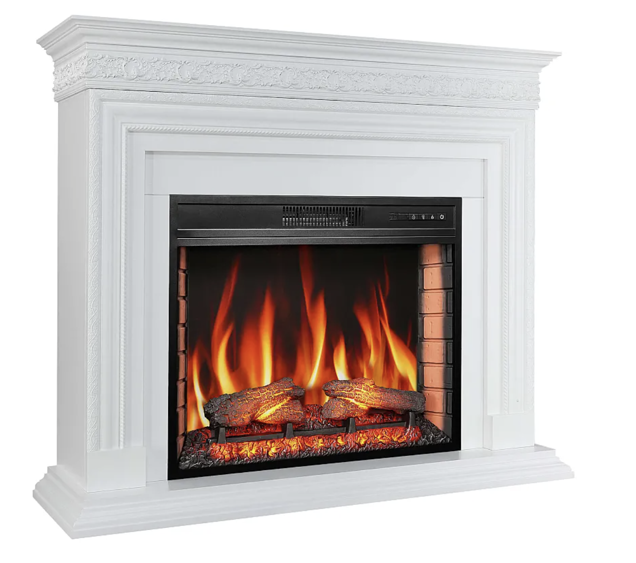 Каминокомплект ArtiFlame 1800 Вт до 30 м2 с порталом электрокамин 28" пристенный с пультом LED-пламенем/обогревом Белый (KA50)
