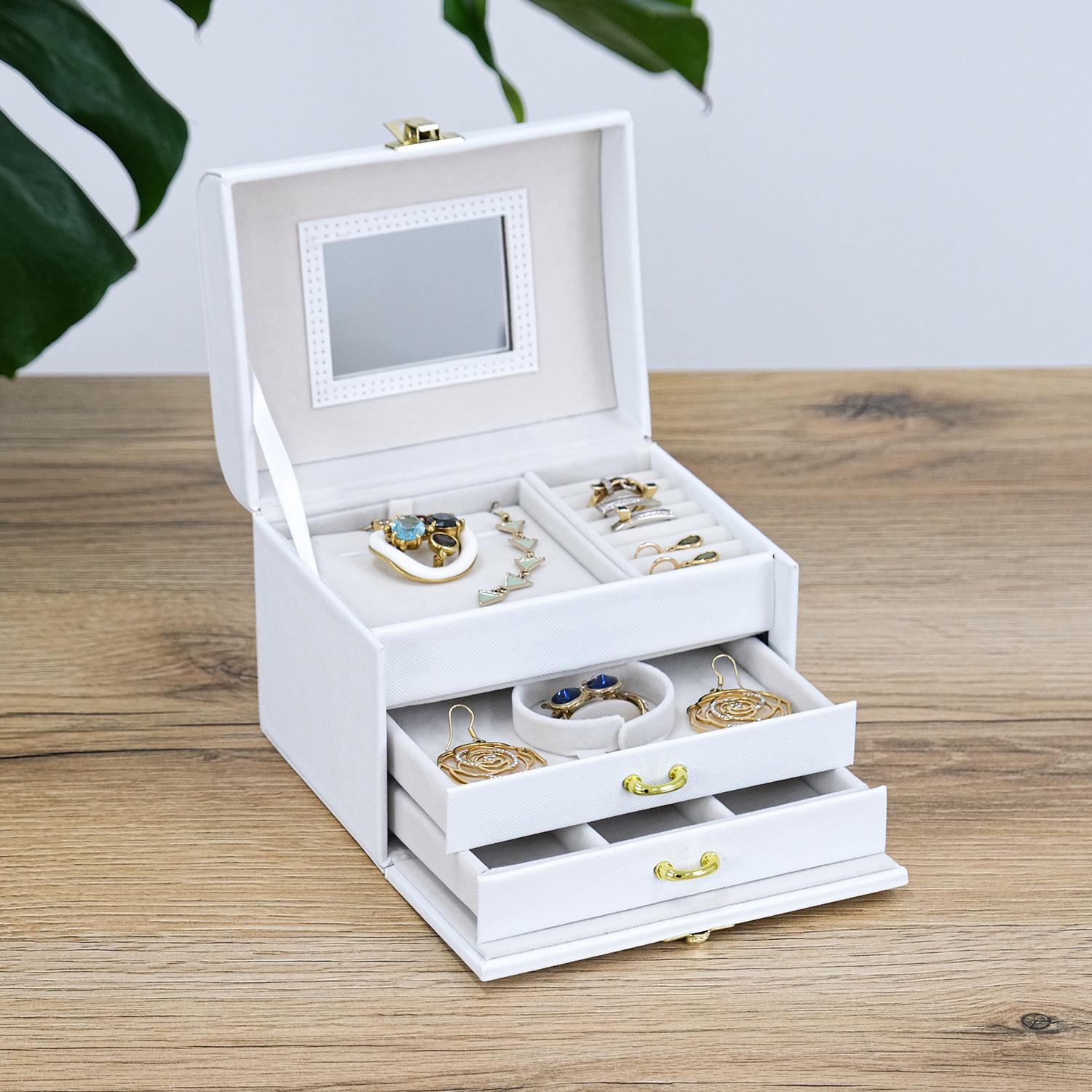 Шкатулка для украшений Гранд Презент трехслойный 15х11х11 см Белый (YHF-061-01)