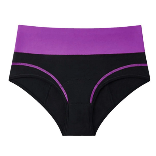 Трусы слипы для месячных от протеканий с высокой посадкой хлопок S Черный с фиолетовым