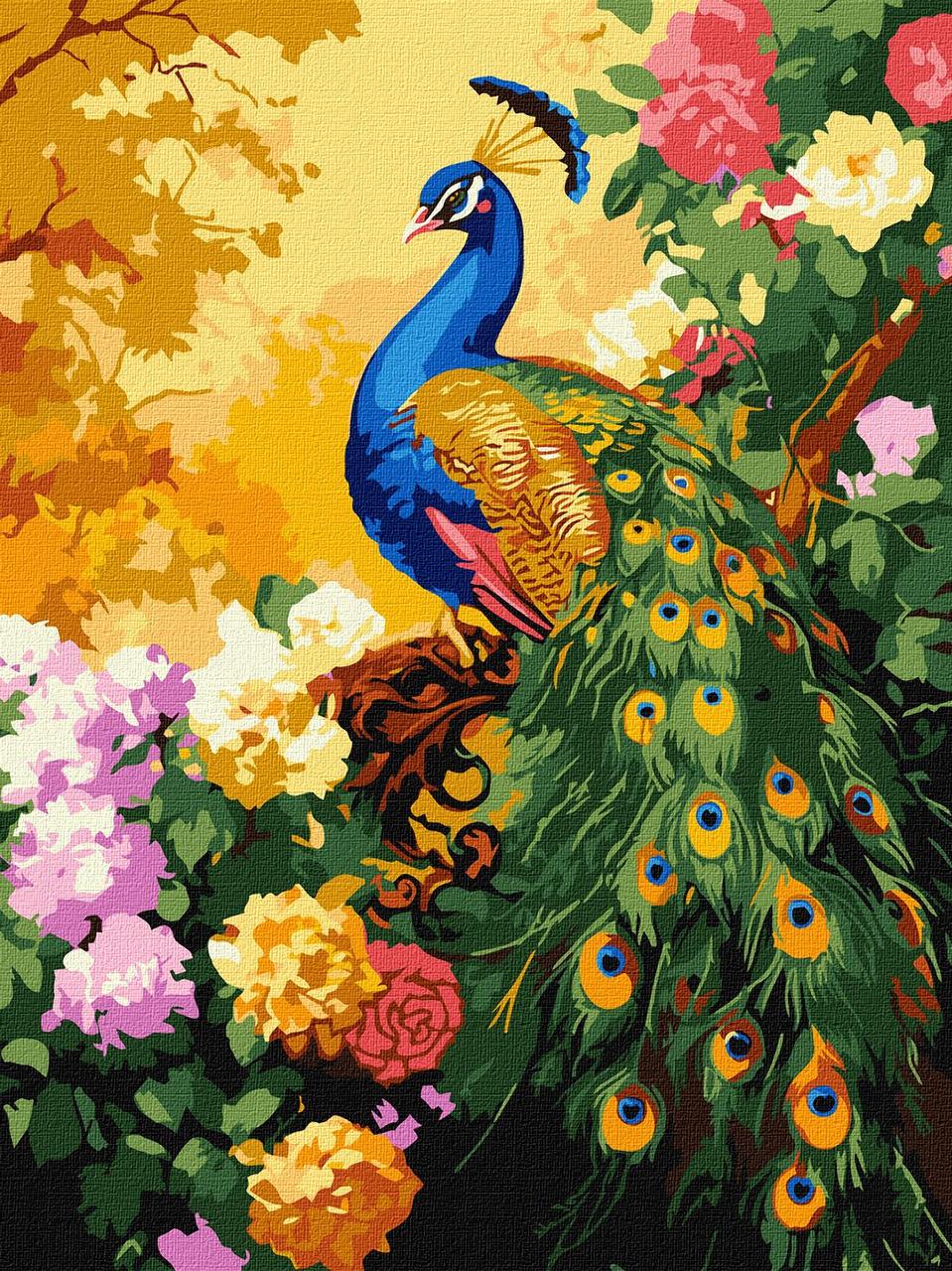 Картина по номерам Ideyka Павлин в цветах 30х40 см (2857040460)