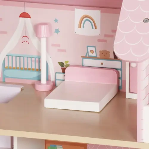 Ляльковий будиночок дерев'яний Kruzzel 26364 з меблями та LED-підсвіткою 3 поверхи 5 кімнат (26364 ) - фото 9 Ляльковий будиночок дерев'яний Kruzzel 26364 з меблями та LED-підсвіткою 3 поверхи 5 кімнат (26364 ) - фото 9