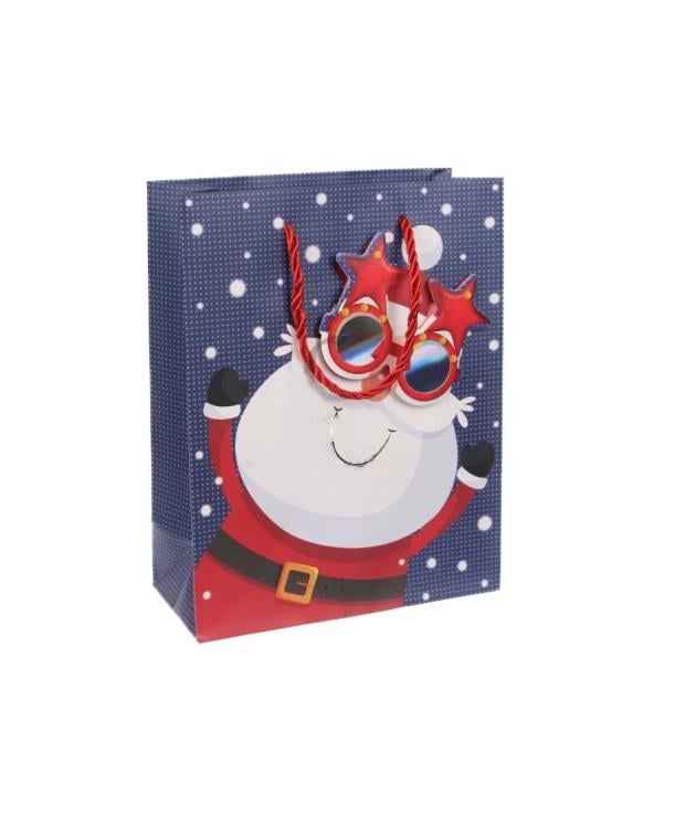 Пакет новогодний бумажный S Cool glasses 3D 18х23х8 см (R32999-S)