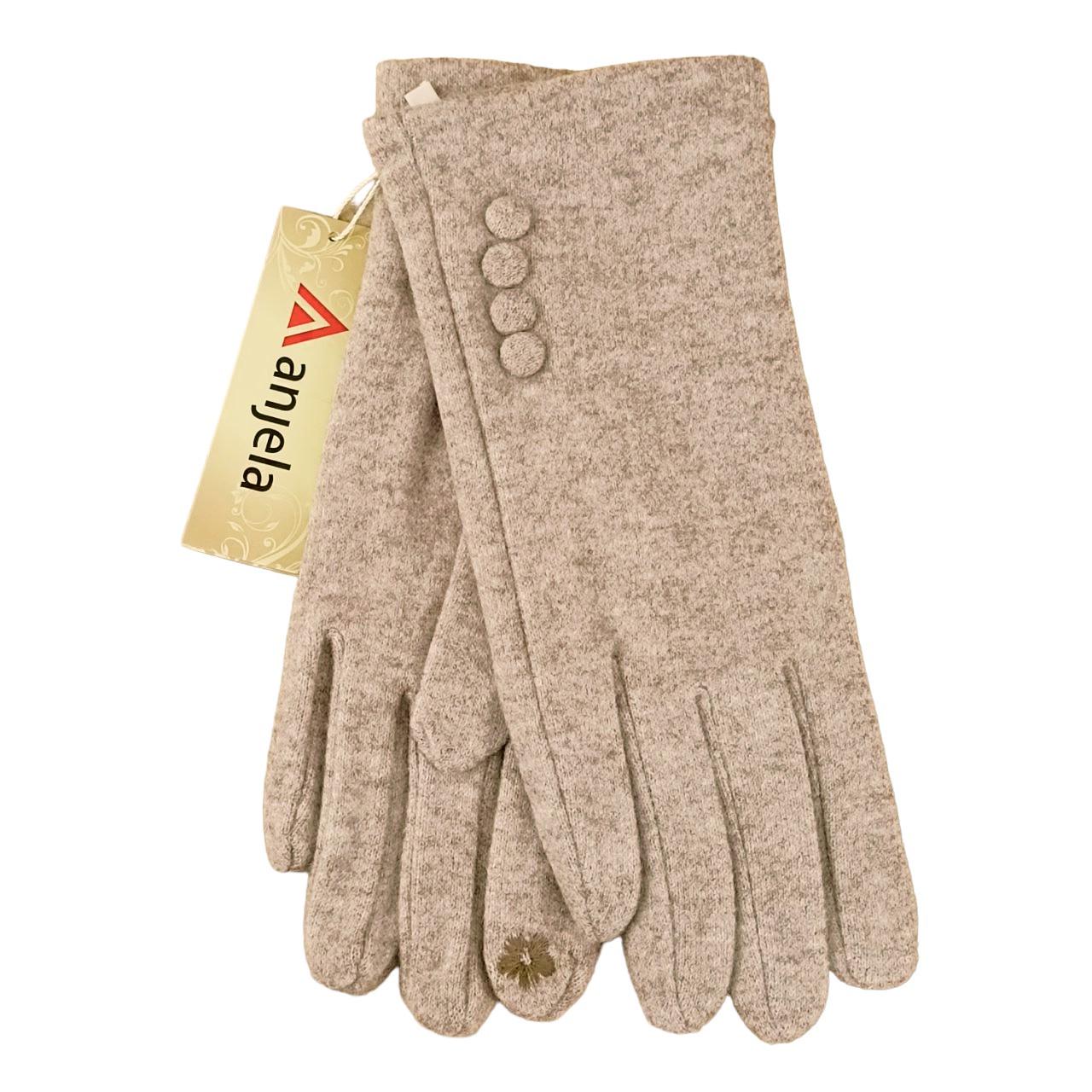 Перчатки женские сенсорные кашемир с пуговицами S-L Темно-бежевый (47190)