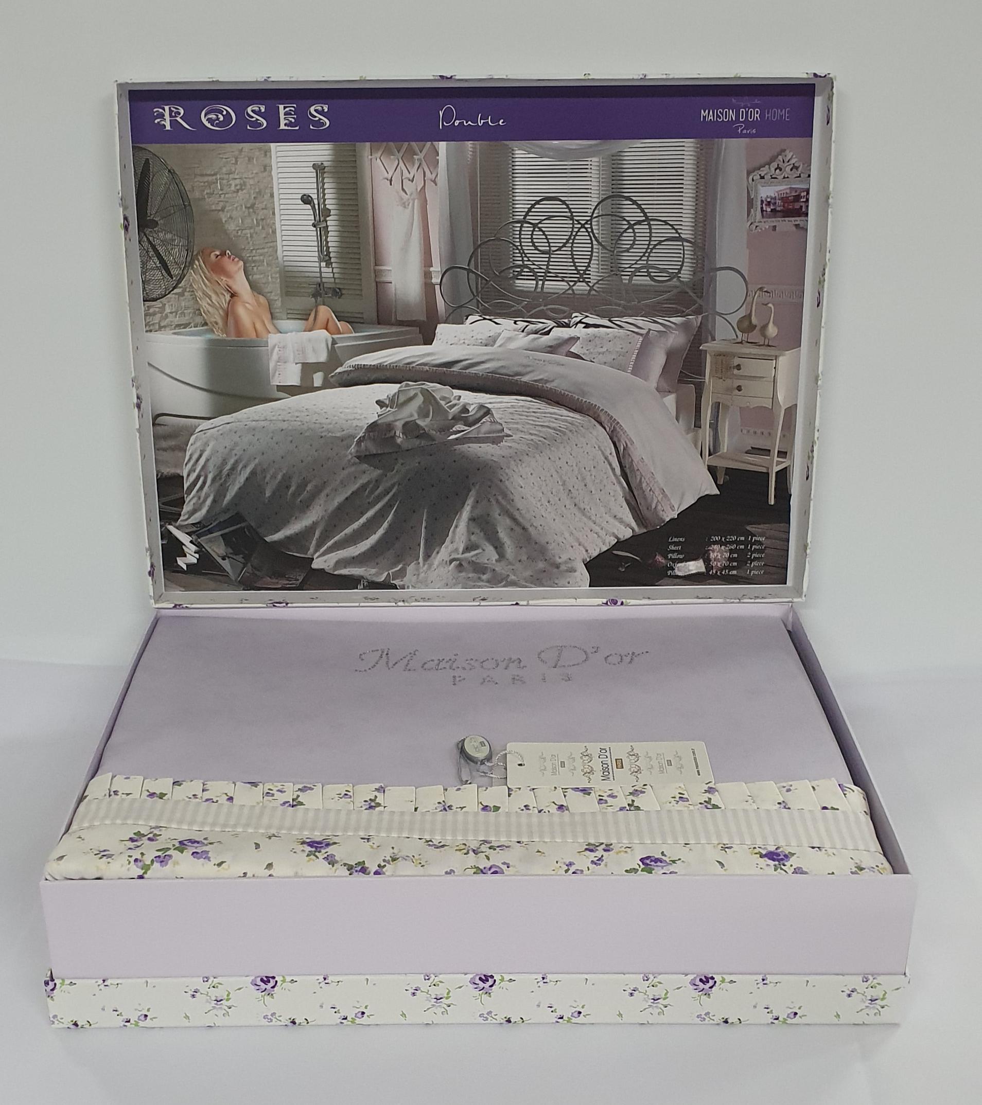 Комплект постельного белья Maison D'or Cатин 200х220 Roses Lila (02MD200220SRoses18)