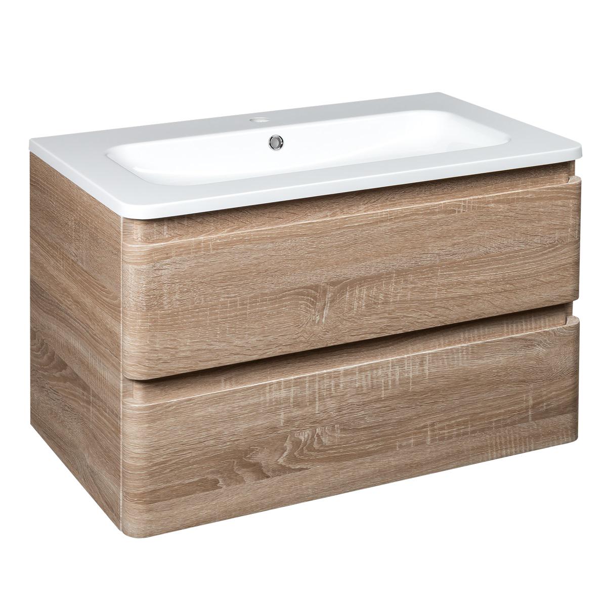 Тумба с умывальником подвесная Devit Fly 0021120WO 80x52x48 см Коричневый (165922)