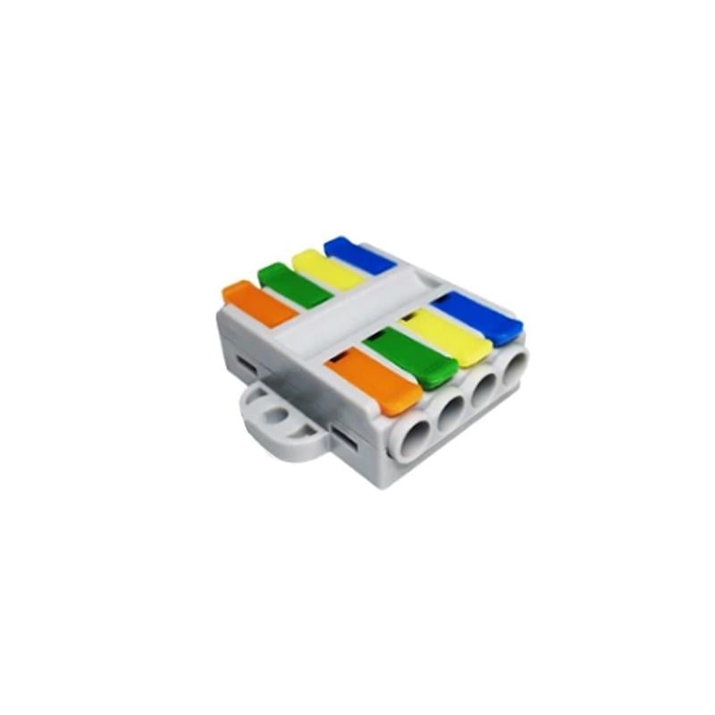 Клемма проходная Tactix 0,5-6 мм2 41А 4х1-4х1 одинарная 39х40,5х13,5 мм крепеж 3,5 мм Разноцветный (226-4Pc)