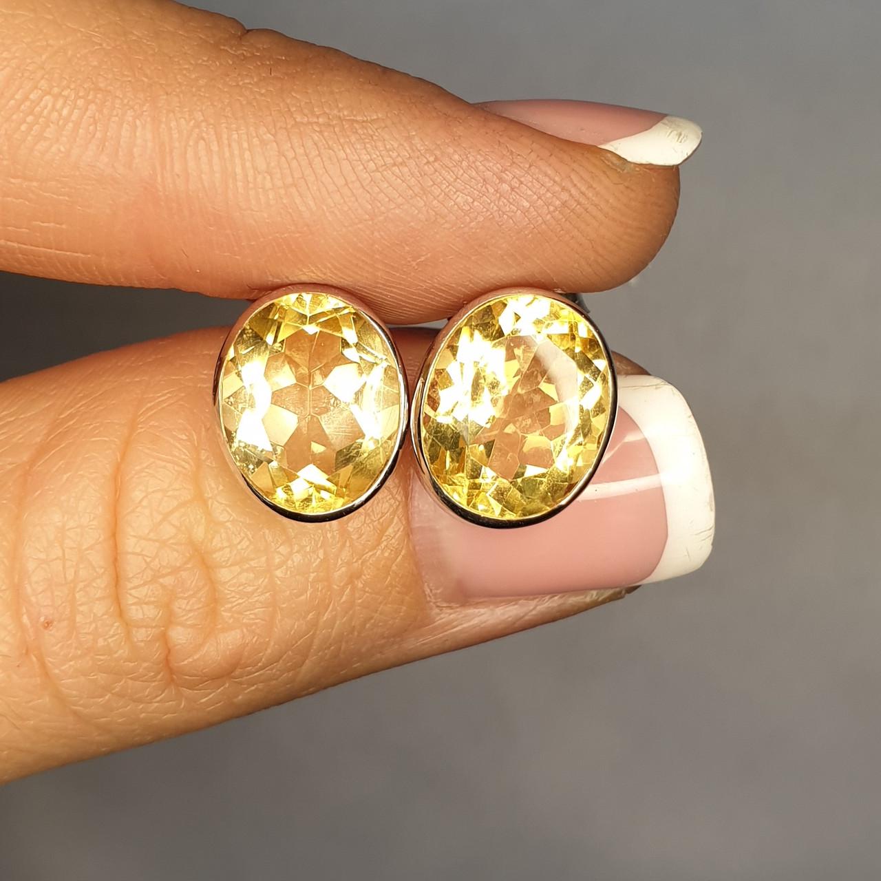 Серьги серебряные с золотым топазом 4,36 г (1372876382)