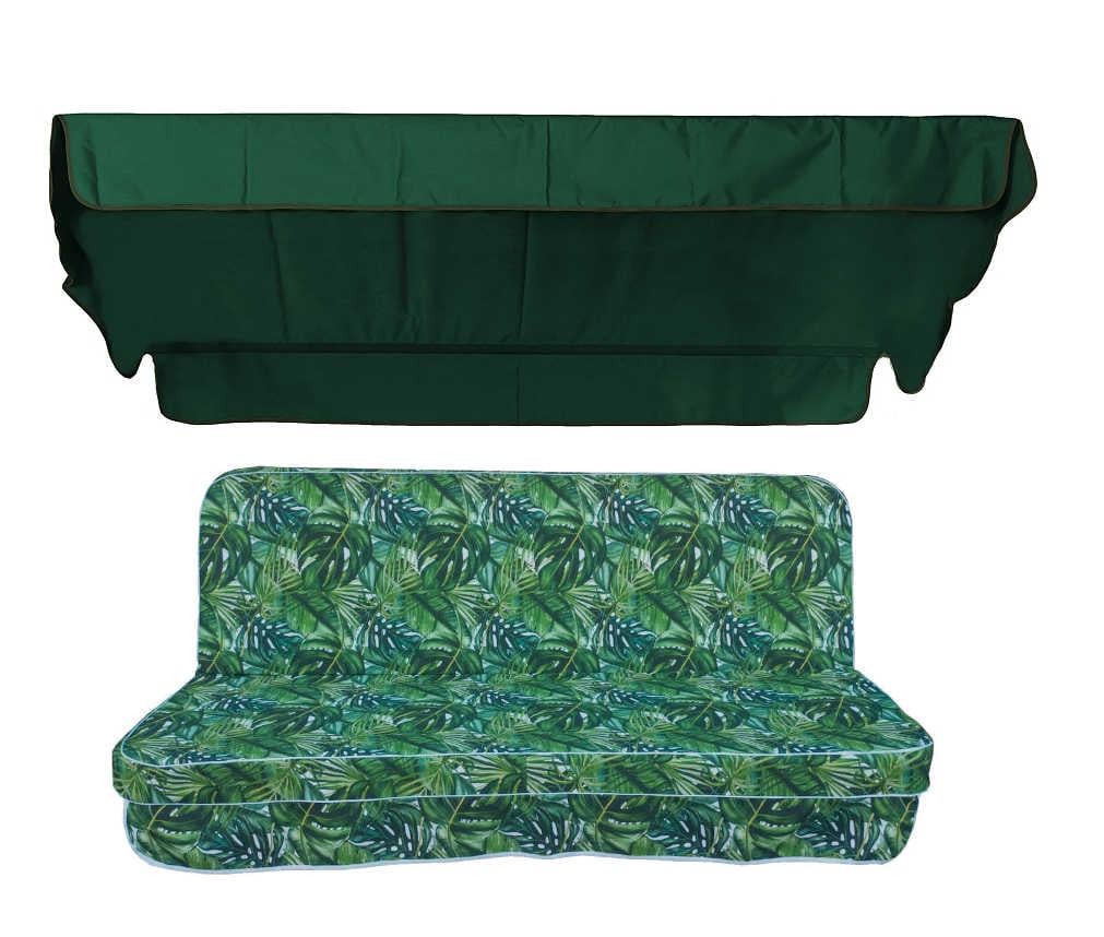 Комплект подушек для качелей люкс eGarden Ficus 170x110x10 тент 120x200 Зеленый Комплект подушек для качелей люкс eGarden Ficus 170x110x10 тент 120x200 Зеленый