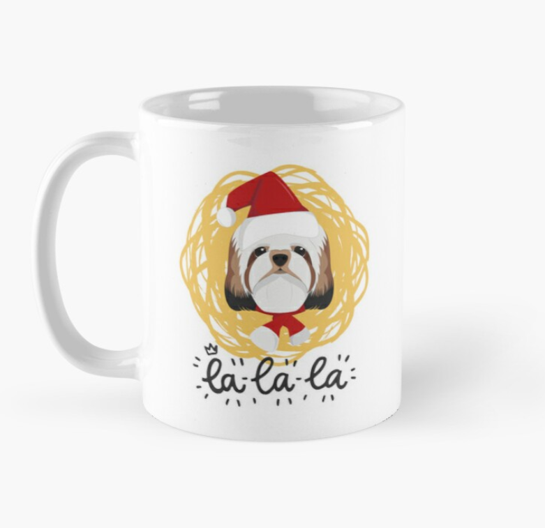 Чашка керамическая с принтом La Lа La Ши тцу новогодний 330 мл Белый