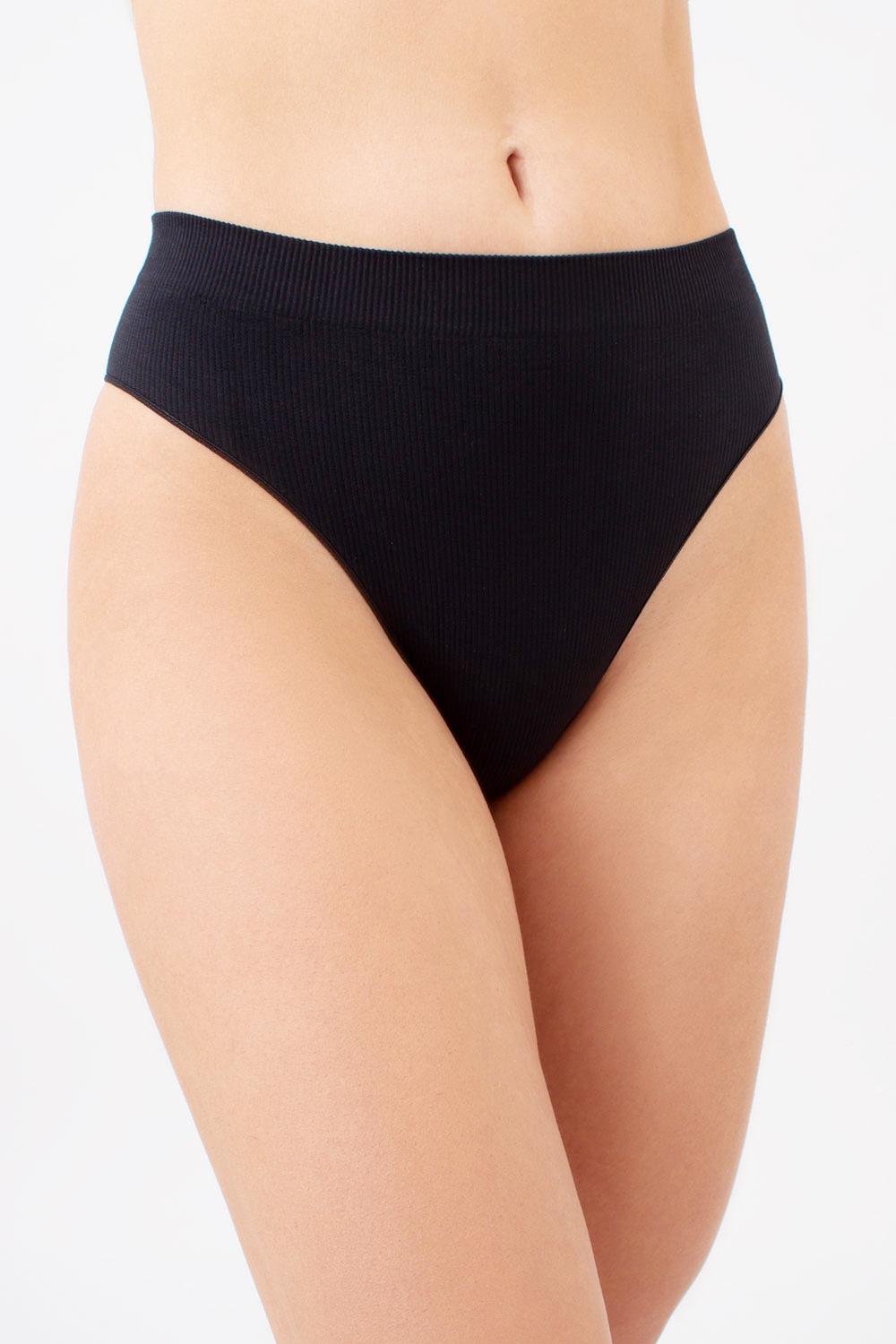 Труси жіночі бразиліана Giulia BRASILIAN BRIEFS RIB безшовні в рубчик S/M Black (4823116911628)