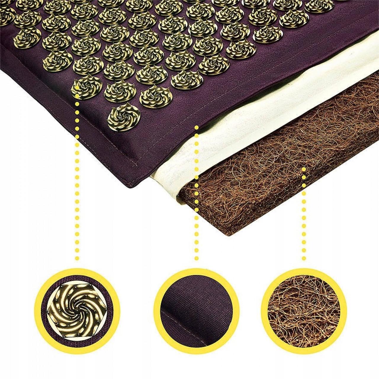 Килимок акупунктурний з подушкою 4fizjo Eco Mat аплікатор Кузнєцова Wine Red/Gold (P-5907739312907) - фото 6