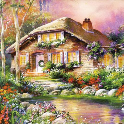 Алмазная мозаика Хижина в лесу 30x40 см без рамки 40x8x5 см (H8119)