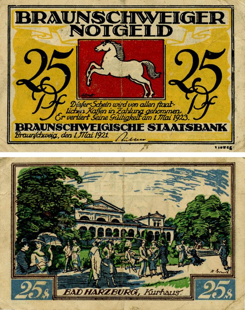 ᐉ Коллекционная банкнота Германия Нотгельд 25 пфеннигов 1921 F-VF