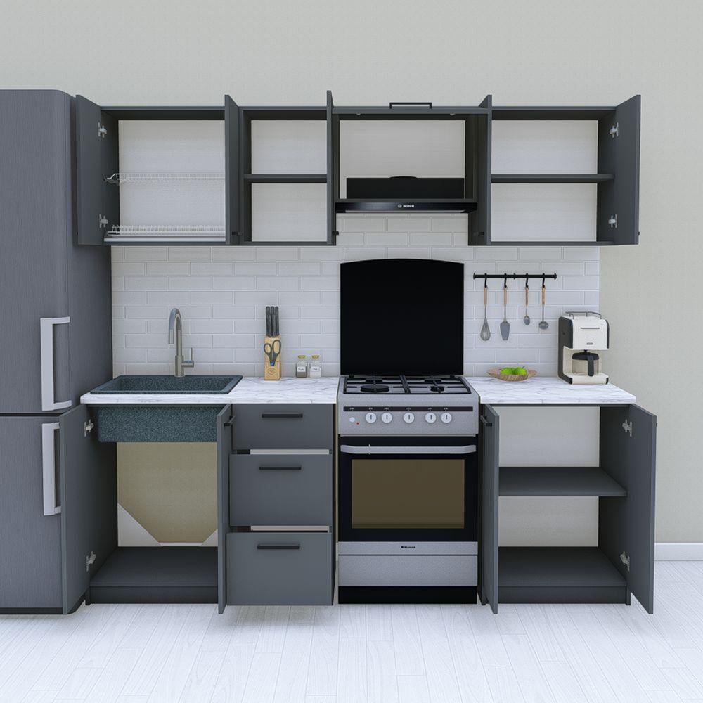 Кухня модульна готова пряма 2,2 м 220 см Графіт (МП36Б) - фото 2 Кухня модульна готова пряма 2,2 м 220 см Графіт (МП36Б) - фото 2