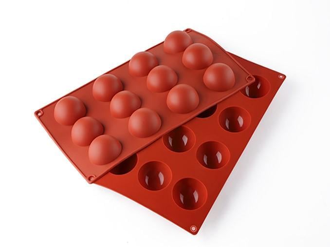 Форма силиконовая One Chef для выпечки Профи Полусфера d 4,5 см h 2,3 см на 12 ячеек Красный