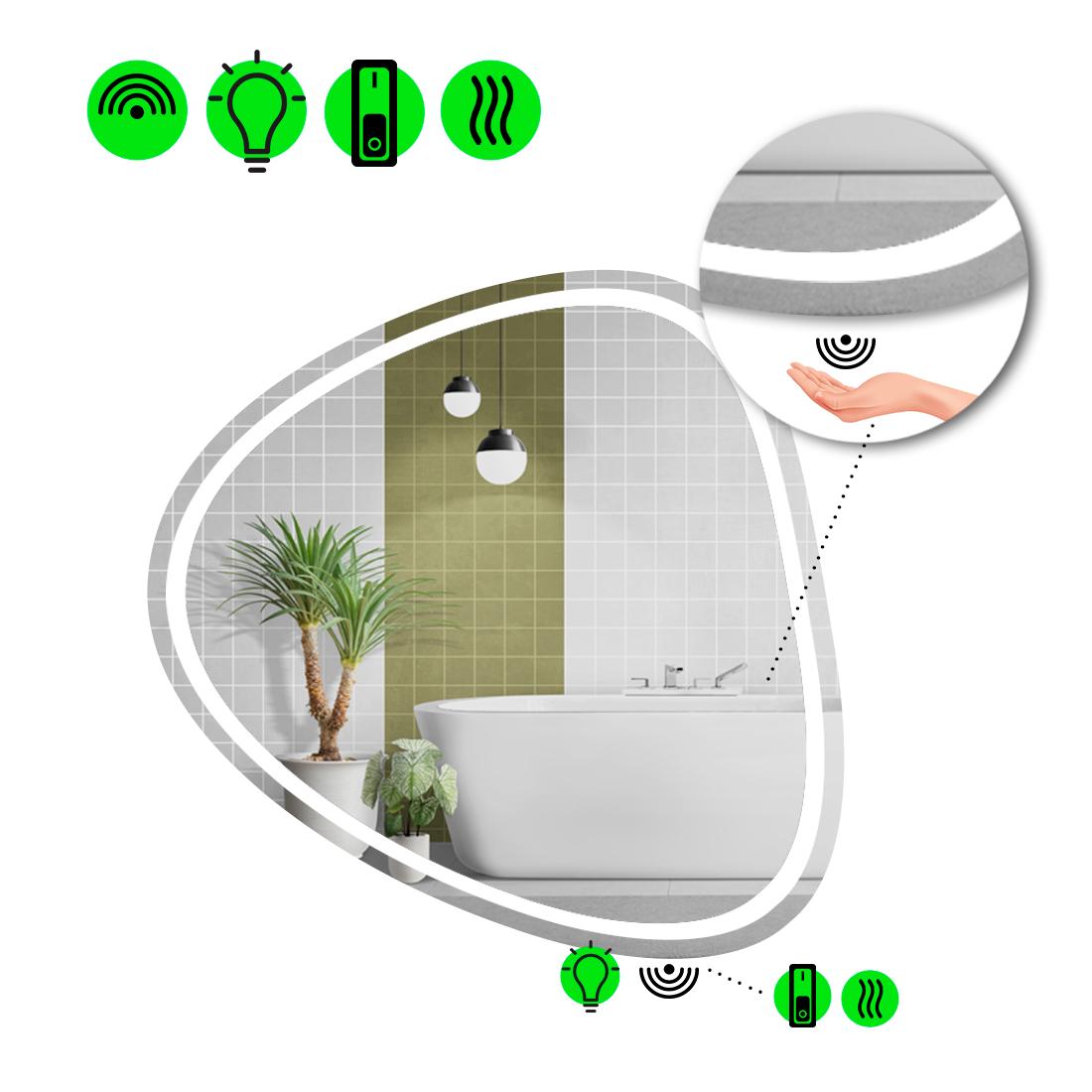 Зеркало с LED подсветкой Nuvola 1 с ИК включателем и подогревом 80x80 см (8737496)