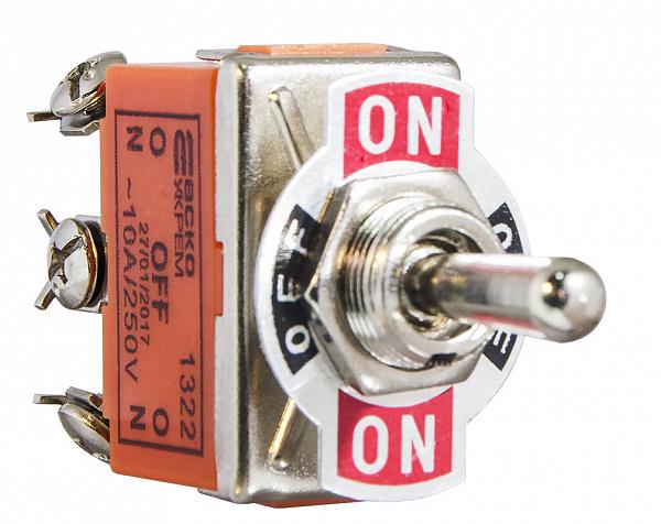 Тумблер АСКО-Укрем 1322 ON-OFF-ON 4NO 10А 250 V 3 положения 6 контактов (A0140060006)