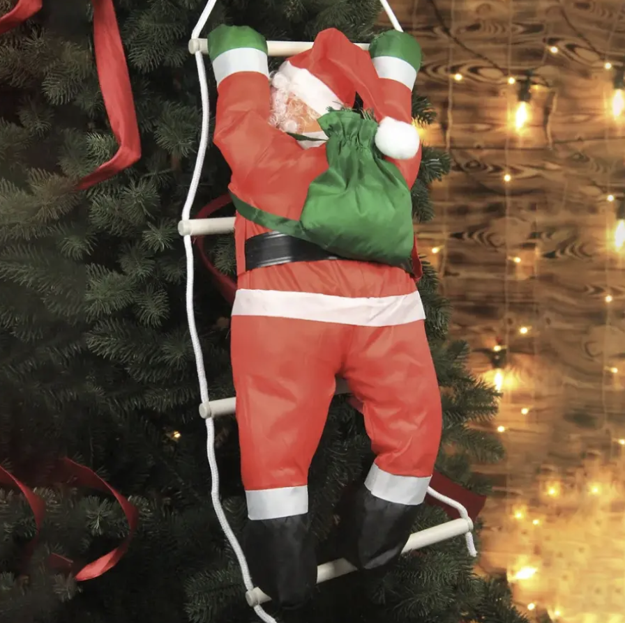 Новогодний декор фигурка Санта Клаус 50 см поднимается по лестнице 75 см для дома на елку (Е500201)