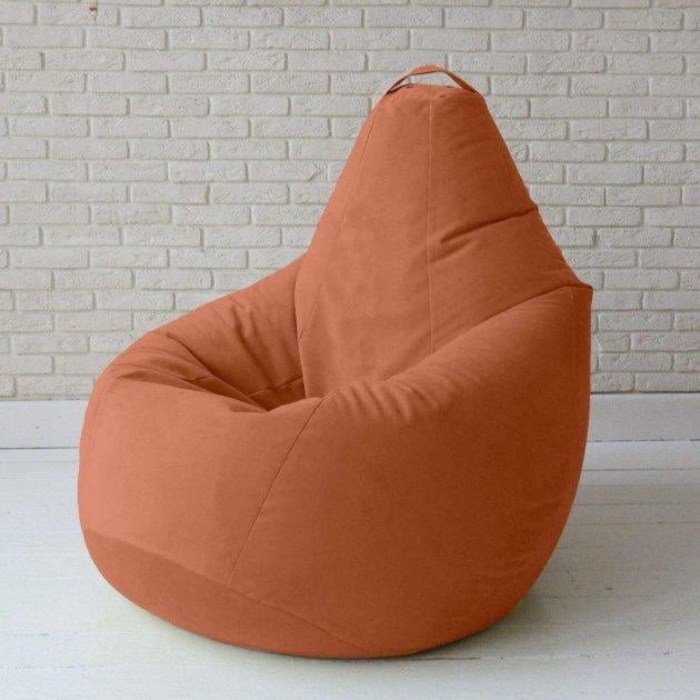 Крісло-мішок Груша з внутрішнім чохлом велюр XXXL Помаранчевій - фото 1