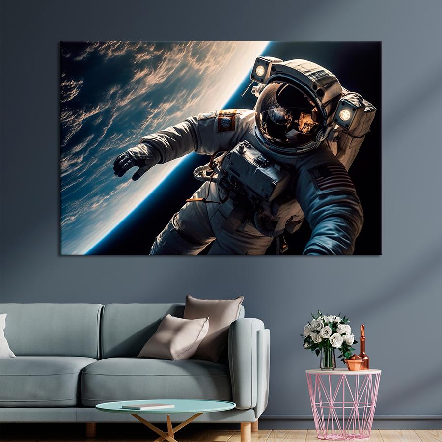 Картина космос Астронавт в открытом космосе 120x80 см (A1274-1)