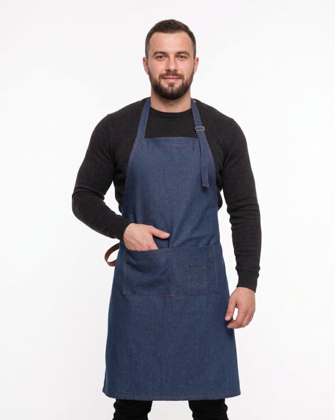Фартук мужской для персонала Dzus1 универсальный Джинсовый