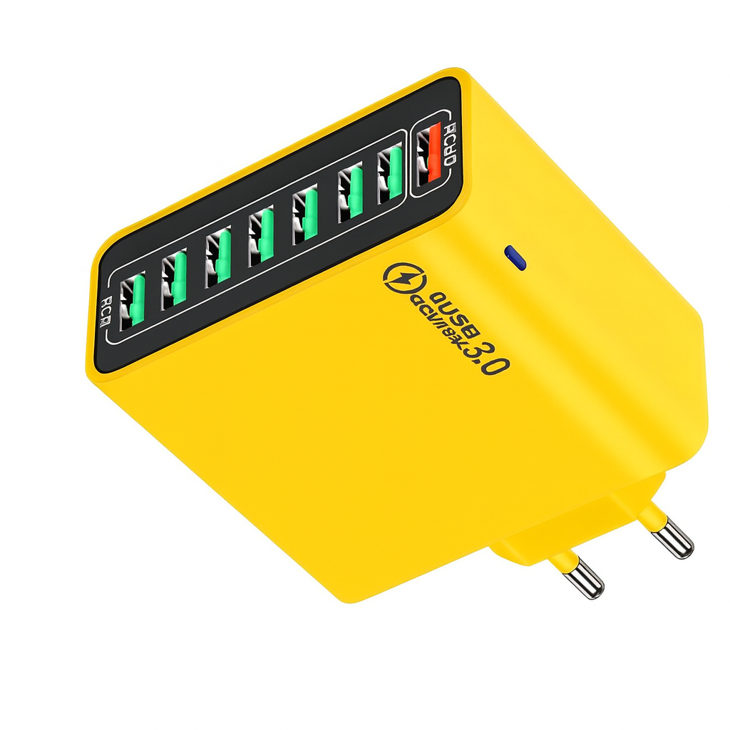 Зарядний пристрій для телефонів 8 USB 65W Жовтий (YEU88)