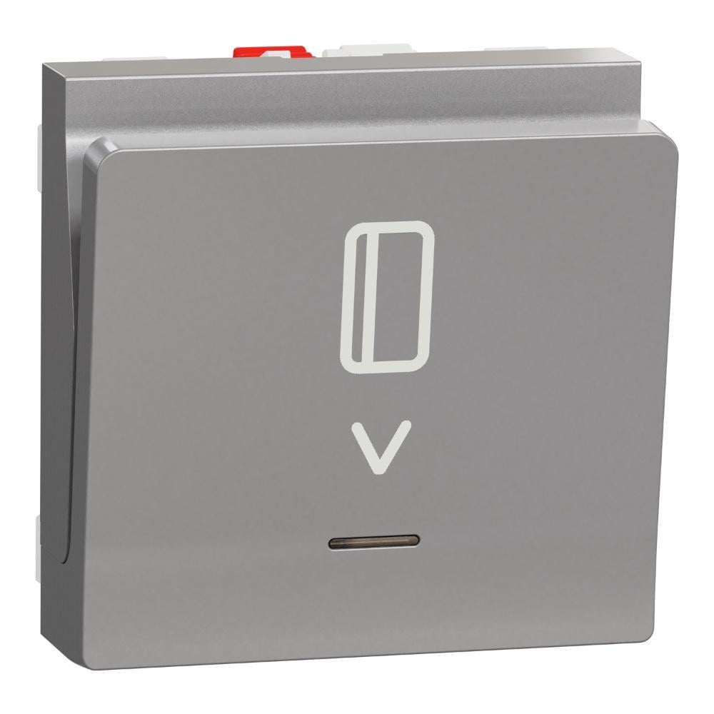 Выключатель карточный Schneider Electric Unica New с подсветкой двухмодульный 10А Алюминий (NU328330)