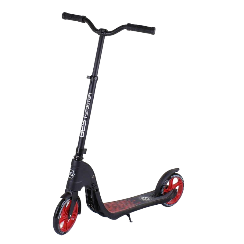 Самокат двухколесный Best Scooter c PU колесами широким велосипедным рулем Black/Red (98442)