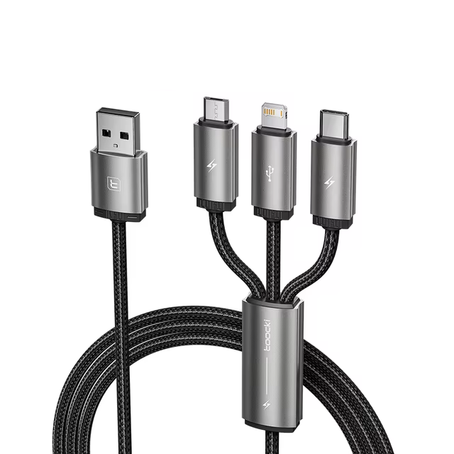 Кабель Toocki 3.5A USB A-Type C Lighting USB micro 1,5 м Сірий (TQ-X69ACLM1.5GREY)