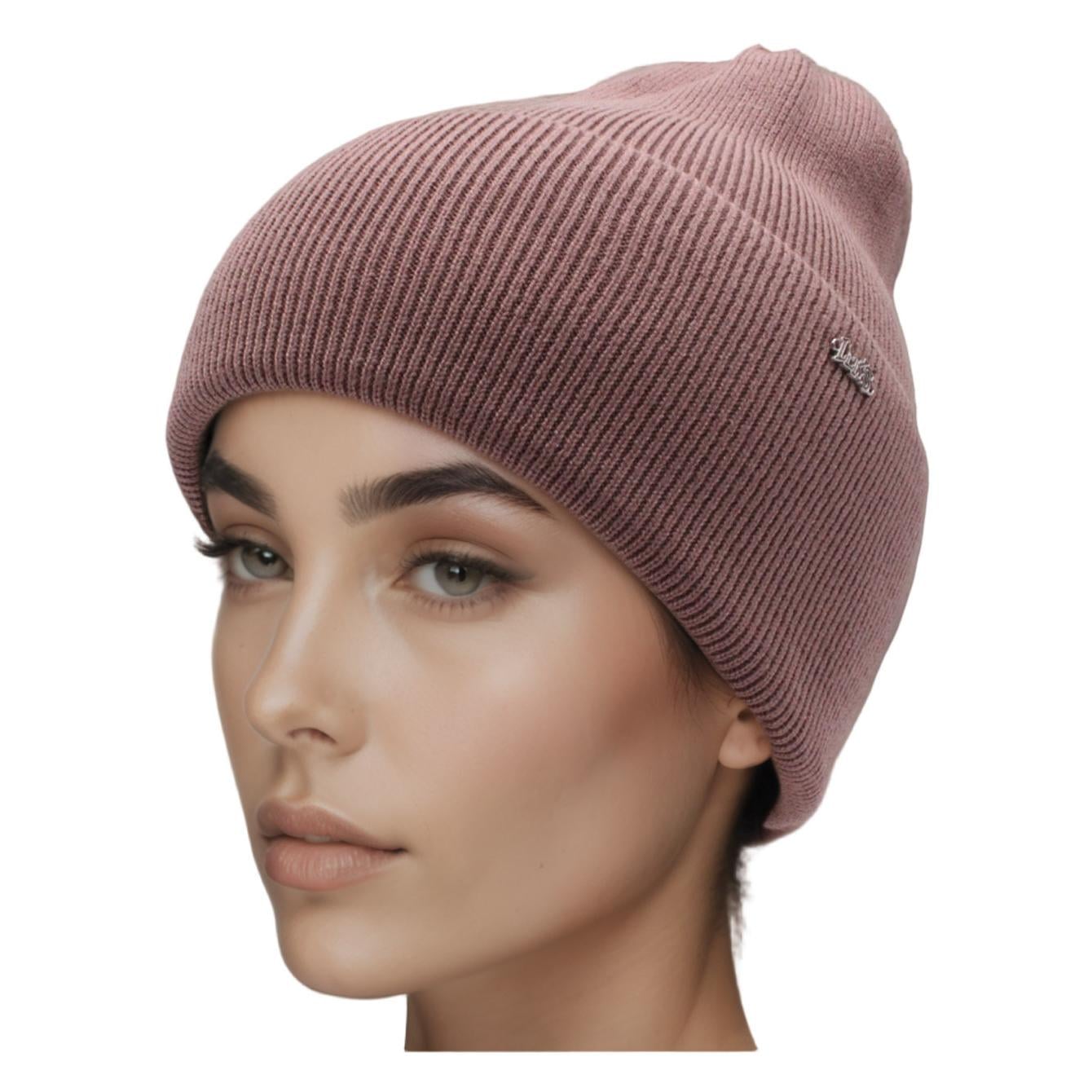Шапка женская шерстяная Leks ДАЛИЯ двойная с отворотом One Size Мокко (307949)