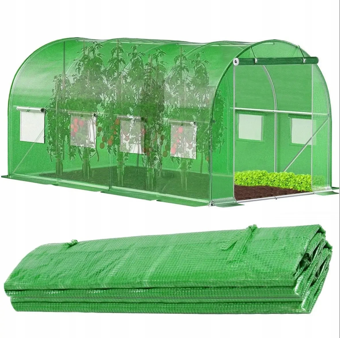 Теплиця армована плівкова Kontrast KO 04252 10 м2 з вікнами 4х2,5х2 м Зелений (1244) - фото 2