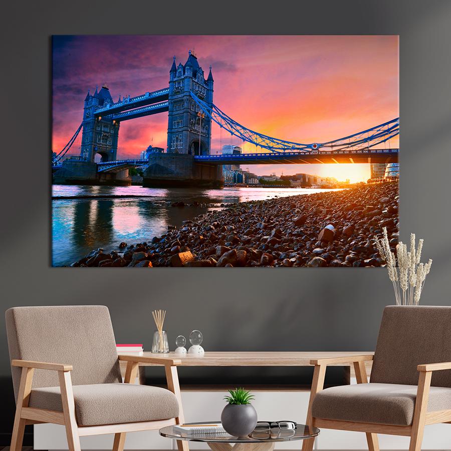 Картина город Тауэрский мост на фоне рассвета 51x34 см (A812-1)