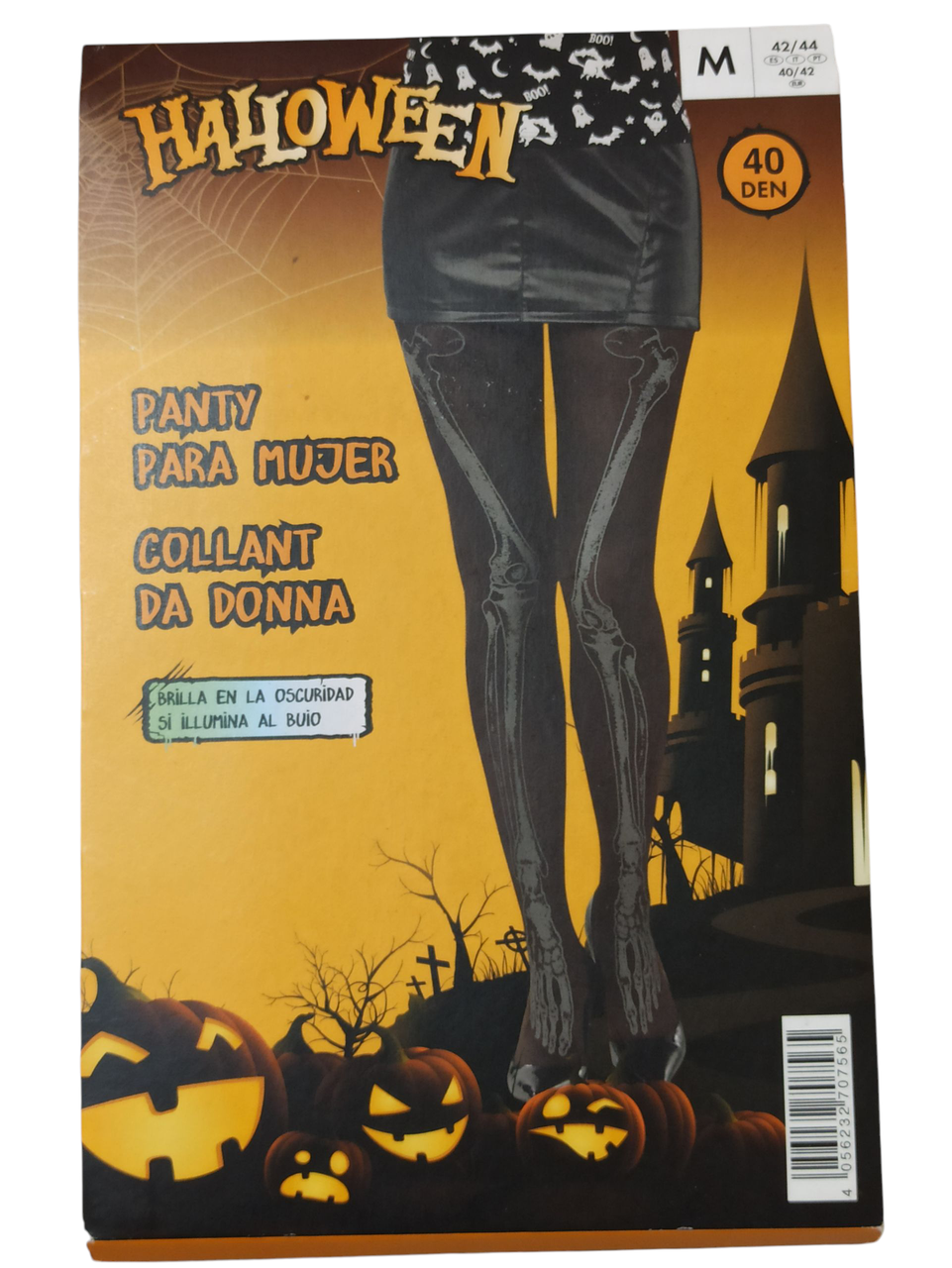 Женские колготки Скелетик на Хэллоуин принт светящийся в темноте 40 den M р. 42-44 Черный (L0557) - фото 6 Женские колготки Скелетик на Хэллоуин принт светящийся в темноте 40 den M р. 42-44 Черный (L0557) - фото 6