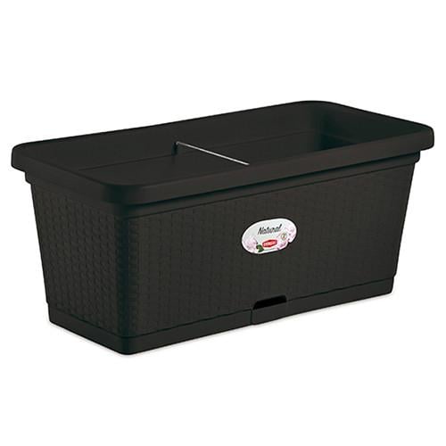 Вазон прямоугольный с автополивом Stefanplast Natural на роликах 66 л Антрацит (75352)