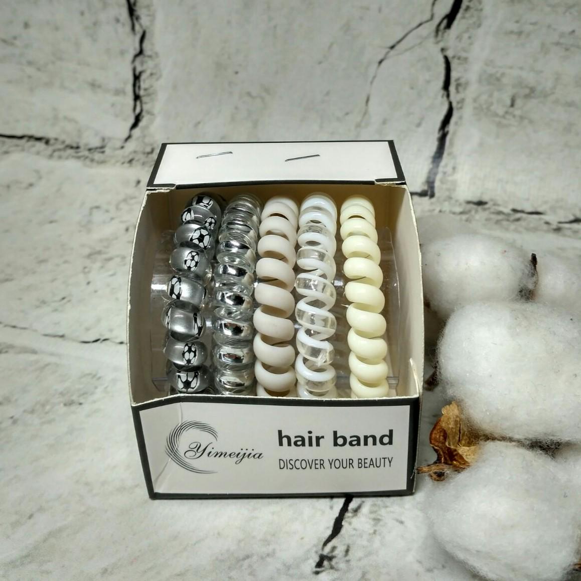 Резинки для волос Пружинки силиконовые набор 5 шт. Серый (217391-2)