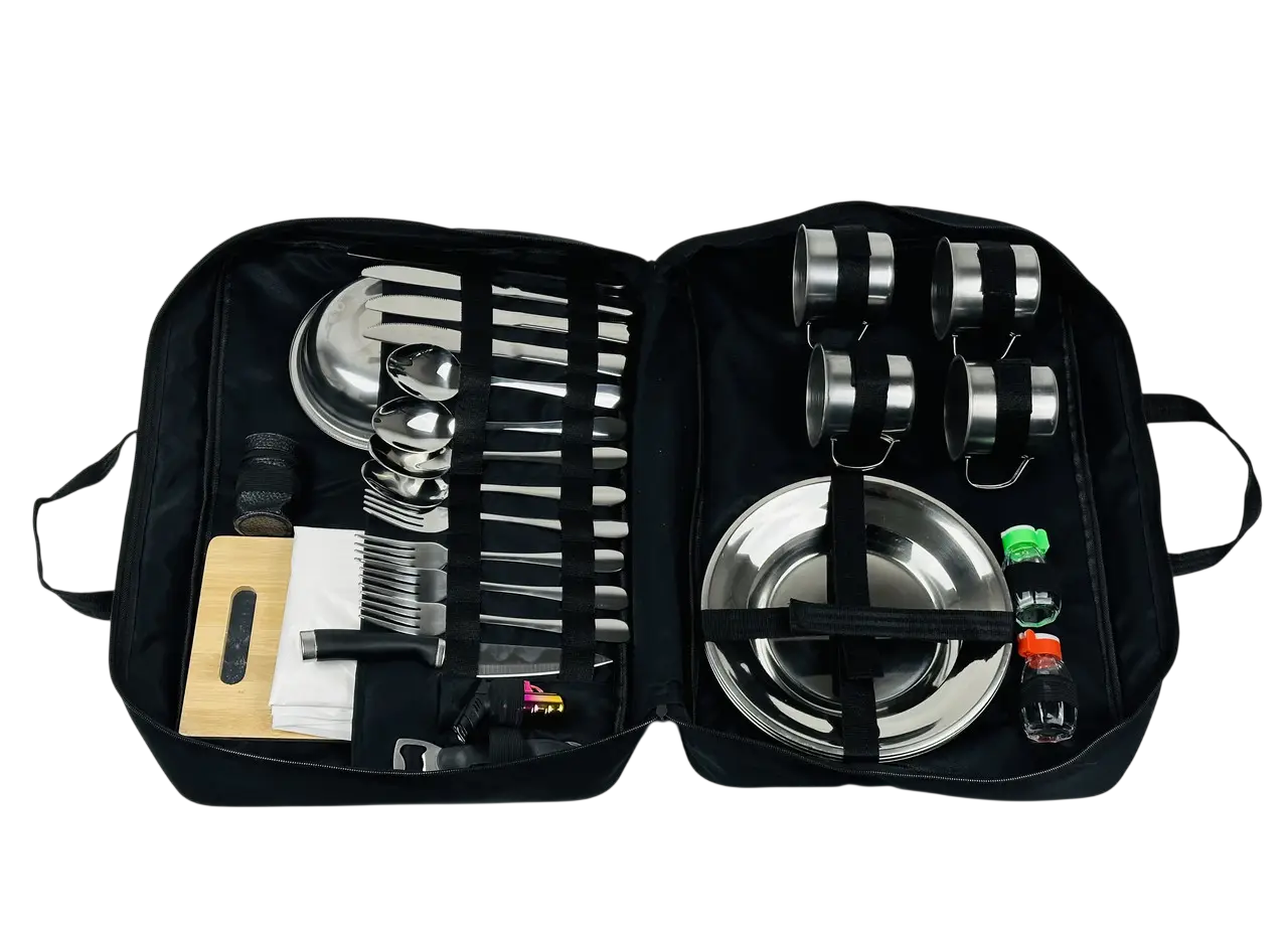 Набор посуды для пикника GrillMaster PS-1002 №1 на 4 персоны нержавеющая сталь 36 пр. Черный (10-164-PS-1002) Набор посуды для пикника GrillMaster PS-1002 №1 на 4 персоны нержавеющая сталь 36 пр. Черный (10-164-PS-1002)