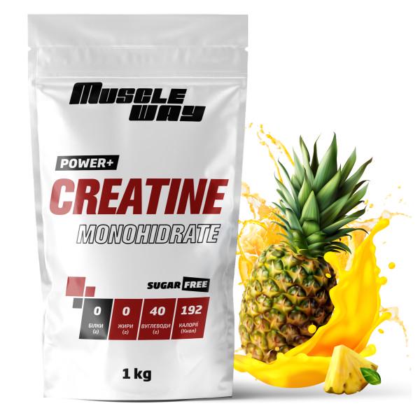 Креатин моногідрат MuscleWay POWER+ 99,9% без цукру Ананас 1 кг на 200 порцій (21-125-cre-mw-rs1.an)