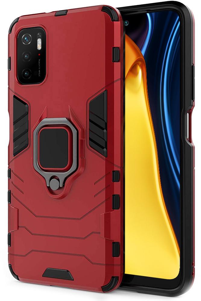 Противоударный чехол Xiaomi Poco M3 Pro 5G (подставка кольцо) Red (22740-2D)